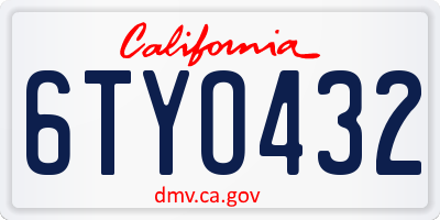 CA license plate 6TYO432