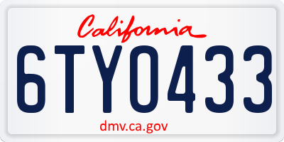 CA license plate 6TYO433