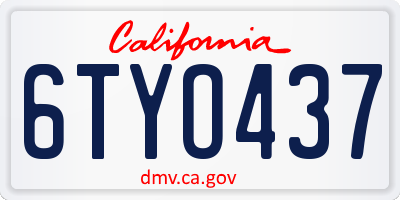 CA license plate 6TYO437