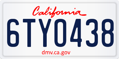 CA license plate 6TYO438