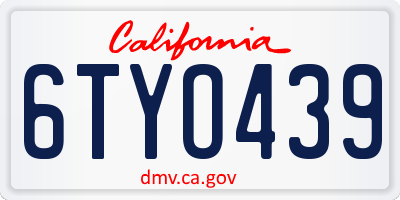 CA license plate 6TYO439