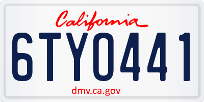 CA license plate 6TYO441