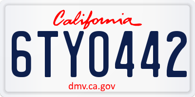 CA license plate 6TYO442