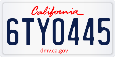 CA license plate 6TYO445