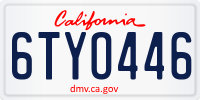 CA license plate 6TYO446