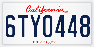CA license plate 6TYO448