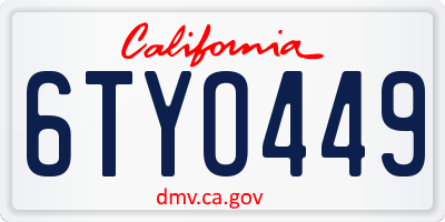 CA license plate 6TYO449