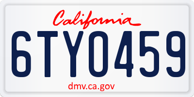 CA license plate 6TYO459