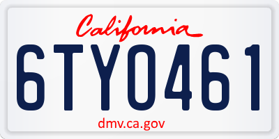 CA license plate 6TYO461