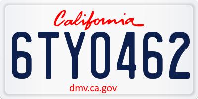 CA license plate 6TYO462