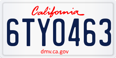 CA license plate 6TYO463
