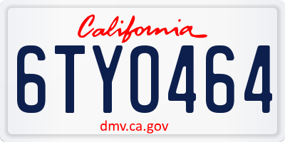 CA license plate 6TYO464