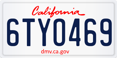 CA license plate 6TYO469