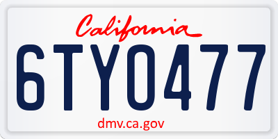 CA license plate 6TYO477