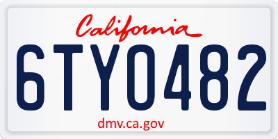 CA license plate 6TYO482