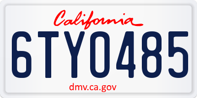 CA license plate 6TYO485