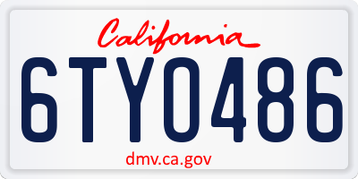 CA license plate 6TYO486