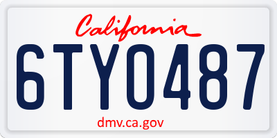 CA license plate 6TYO487