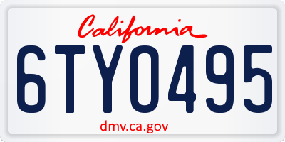 CA license plate 6TYO495
