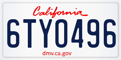 CA license plate 6TYO496