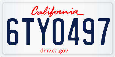 CA license plate 6TYO497