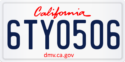 CA license plate 6TYO506