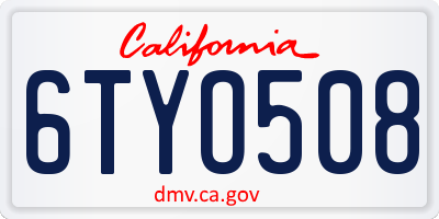 CA license plate 6TYO508