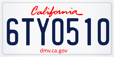 CA license plate 6TYO510