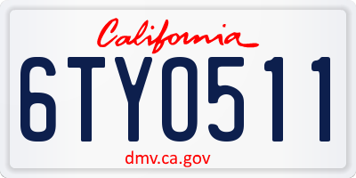 CA license plate 6TYO511