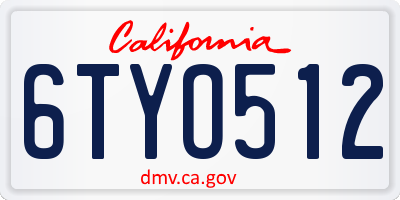 CA license plate 6TYO512