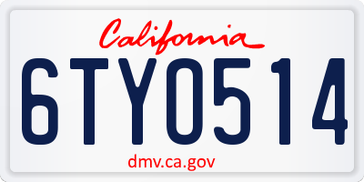 CA license plate 6TYO514