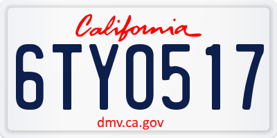 CA license plate 6TYO517