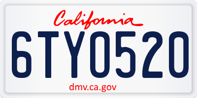 CA license plate 6TYO520