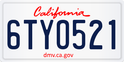 CA license plate 6TYO521