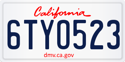 CA license plate 6TYO523