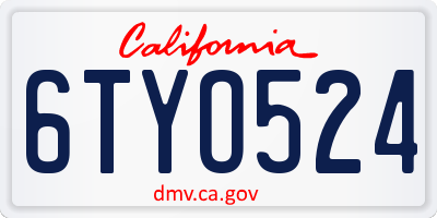 CA license plate 6TYO524