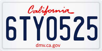 CA license plate 6TYO525