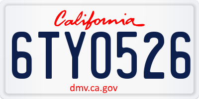 CA license plate 6TYO526