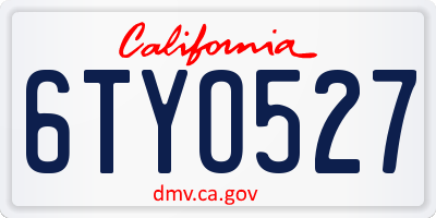 CA license plate 6TYO527