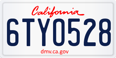 CA license plate 6TYO528