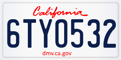 CA license plate 6TYO532