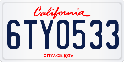 CA license plate 6TYO533