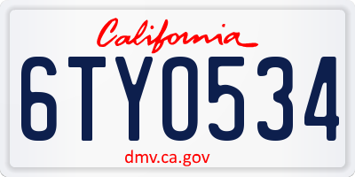 CA license plate 6TYO534
