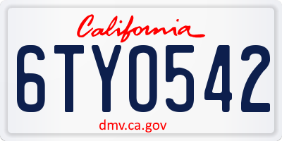 CA license plate 6TYO542