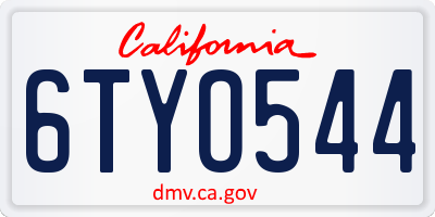 CA license plate 6TYO544