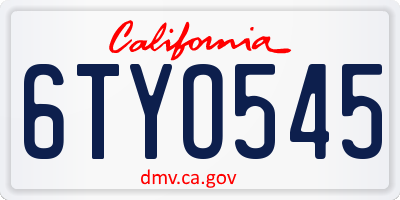CA license plate 6TYO545