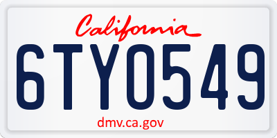 CA license plate 6TYO549
