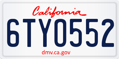 CA license plate 6TYO552