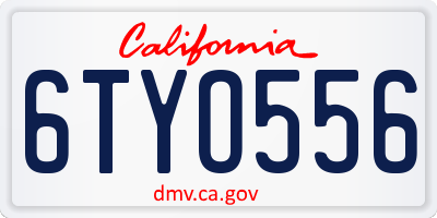 CA license plate 6TYO556