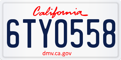 CA license plate 6TYO558